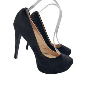 CHINESE LAUNDRY! BLACK VEGAN SUEDE LEATHER PLATFORM SOLE, STILETTO HEELS! SZ 8M